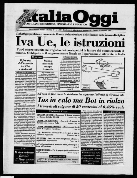 Italia oggi : quotidiano di economia finanza e politica